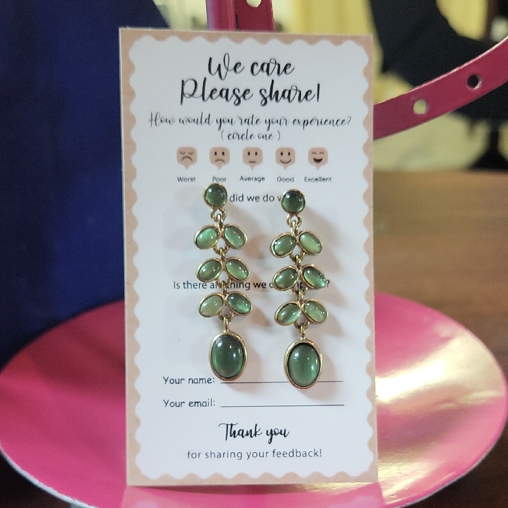 Chic Green Dangle Earrings with Gold Accents